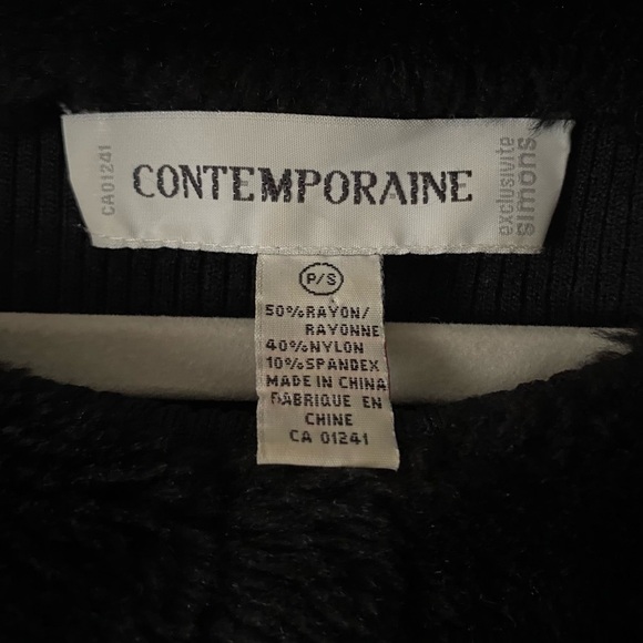 CONTEMPORAINE black with faux fur shirt for women size SMALL - Picture 5 of 5